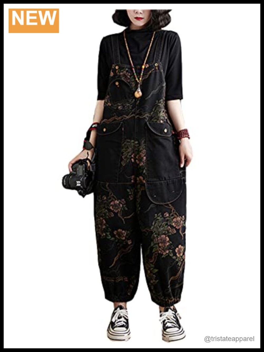 Loose Baggy Denim Overalls Bib Drop Crotch Cotton Wide Leg Jumpsuit